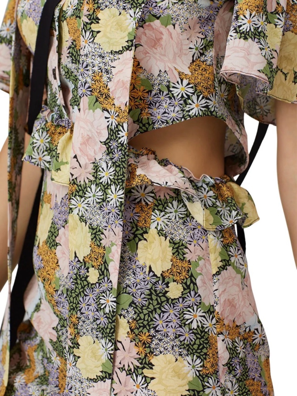 Floral High-Low Midi Dress with Black Tie - Picture 10 of 10